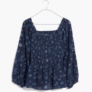 Madewell Lucie Smocked Peplum Top in Cottage Floral